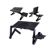 Two Fan Computer Stand 42*26 CM Portable Adjustable Foldable Laptop Holder Notebook Desks Lap PC Folding Desk Table Vented Stand