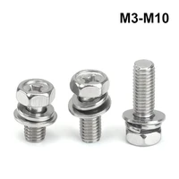 m3 m4 m5 m6 m8 m10 phillipscross recessed hex head screw three combination with washer set kit 304 stainless steel