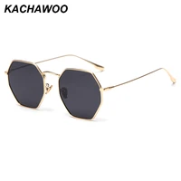kachawoo man polarized sunglasses octagonal gold metal driving sun glasses for women retro high quality uv400 summer hot sale