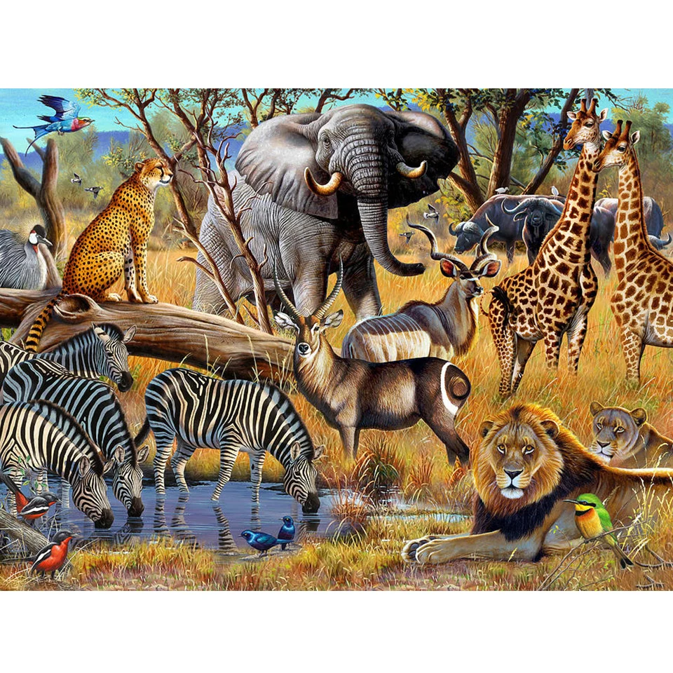 

5D DIY Diamond Painting Elephant lion Cross Stitch Full Diamond Embroidery Animals Mosaic Picture of Rhinestones Home Decor Gift
