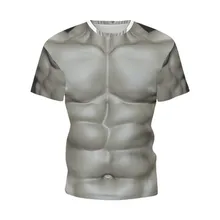 2021 Summer New Muscle Print 3D Oversized T-Shirt Round Neck Short Sleeve Family Parent-Child Fashion Casual Trend Street Top