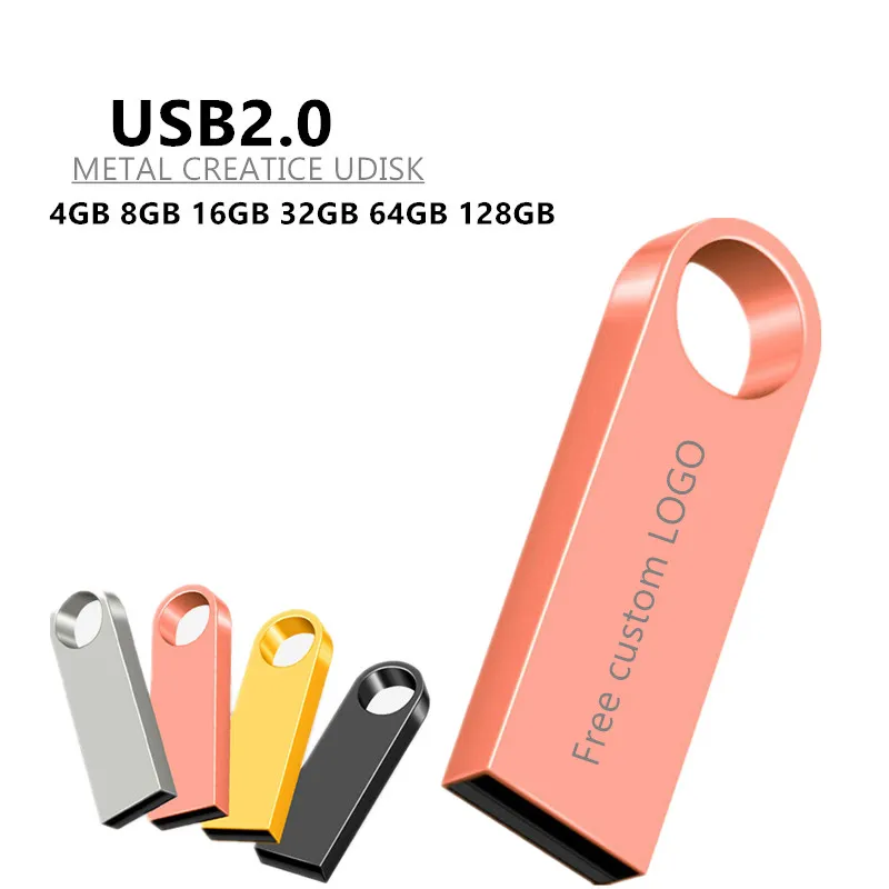 

usb flash drive 128GB 64GB 32GB 16GB 8GB pen drive pendrive waterproof metal silver u disk memoria cel usb stick gift Free LOGO