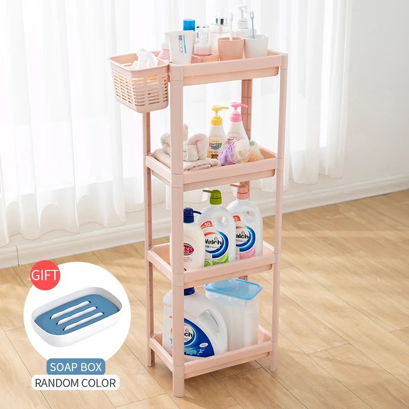 4layer pink(basket) BNBS, органайзер для ванной комнаты, полка, держатель для хранения, стойка для хранения мебели в ванной, предметы домашнего обихода, полки с корзиной - Цвет: 4layer pink(basket)
