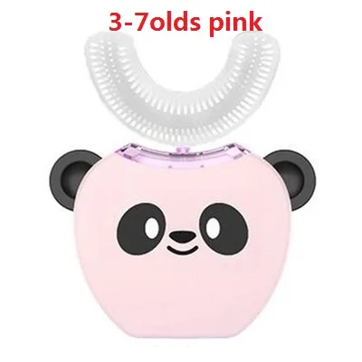 3-7old pink Умная 360 градусов Автоматическая звуковая электрическая зубная щетка для детей и взрослых, u-образный 4 режима, зубная щетка, usb зарядка, отбеливание зубов - Цвет: 3-7old pink