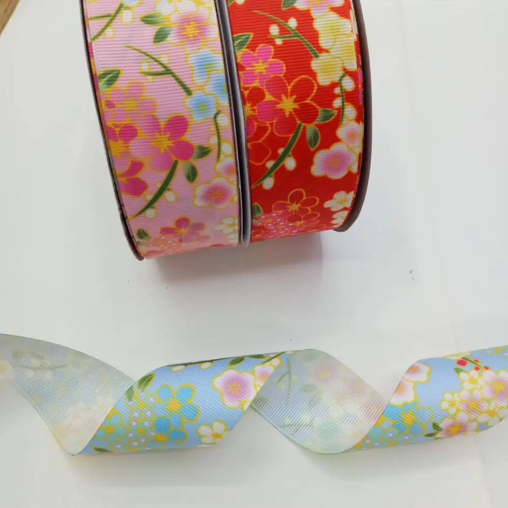 Лента Grosgrain с цветочным принтом 1-1/2 дюйма односторонняя рисунком японской вишни и