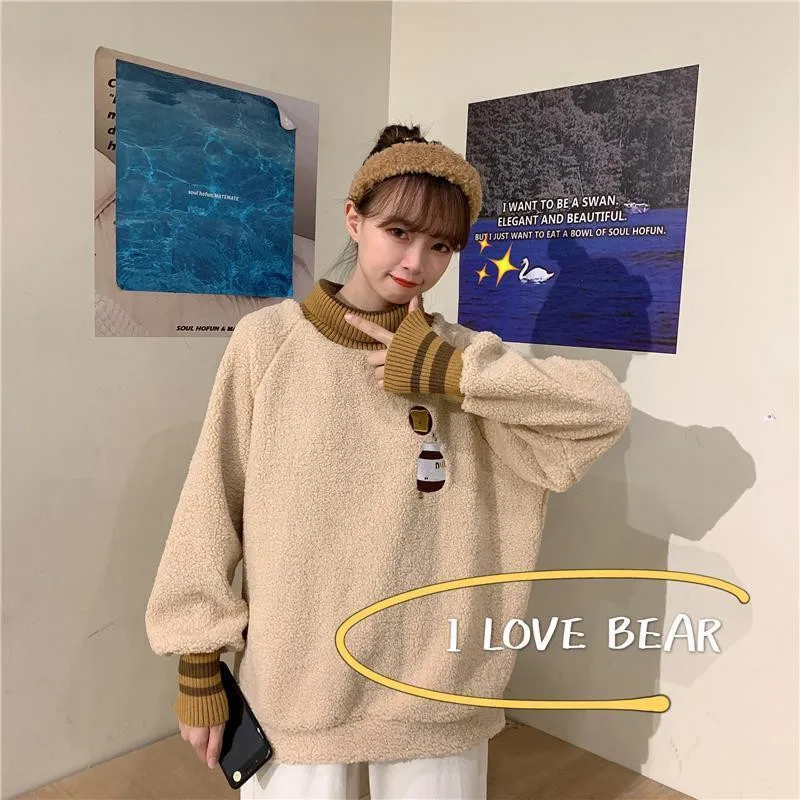 

Осенние толстовки, новинка, шикарные женские свитшоты для отдыха, Модные свободные милые японские шикарные кавайные Мультяшные школьные ул...