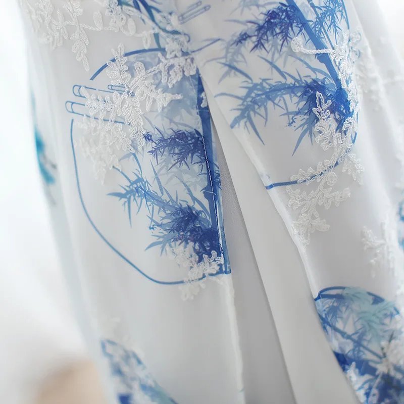 FZSLCYIYI Aodai китайский женский элегантный короткий рукав Qipao ручной работы на