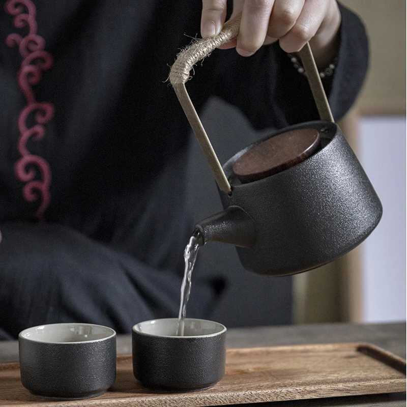 

Japanese Ceramic Teapots Vintage Kettle Handmade Handle with Filter Sencha Tea Teapots Teteras De Te Kitchen Products DB60CH