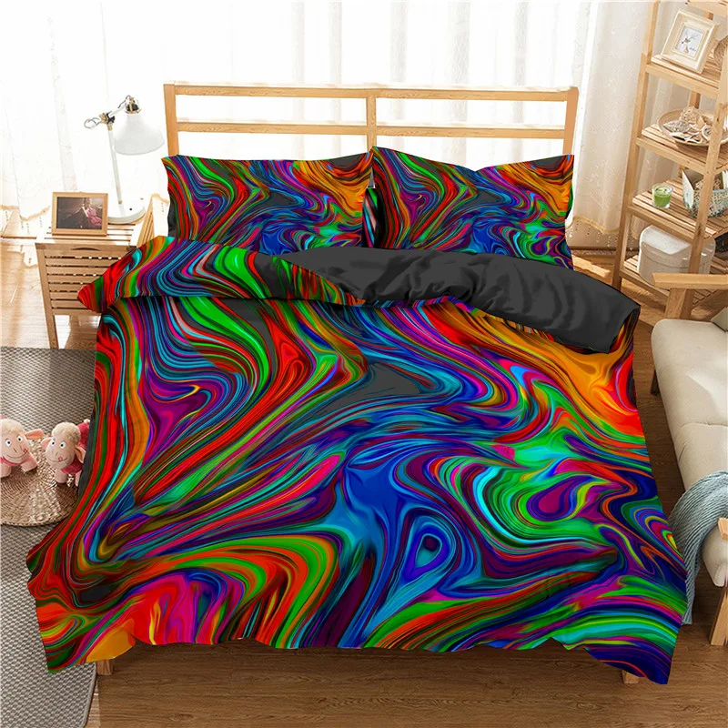 

Colorful Abstract Printed Bedding Set 2/3pcs Pillowcase 3D Kids Bed Sets Home Textile Luxury Duvet Cover