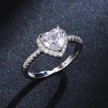 Hot selling Peach Heart-shaped Zircon Ring Fashion Simple Wedding Bridal Jewelry For Ladies Birthday Gifts Size 6-10