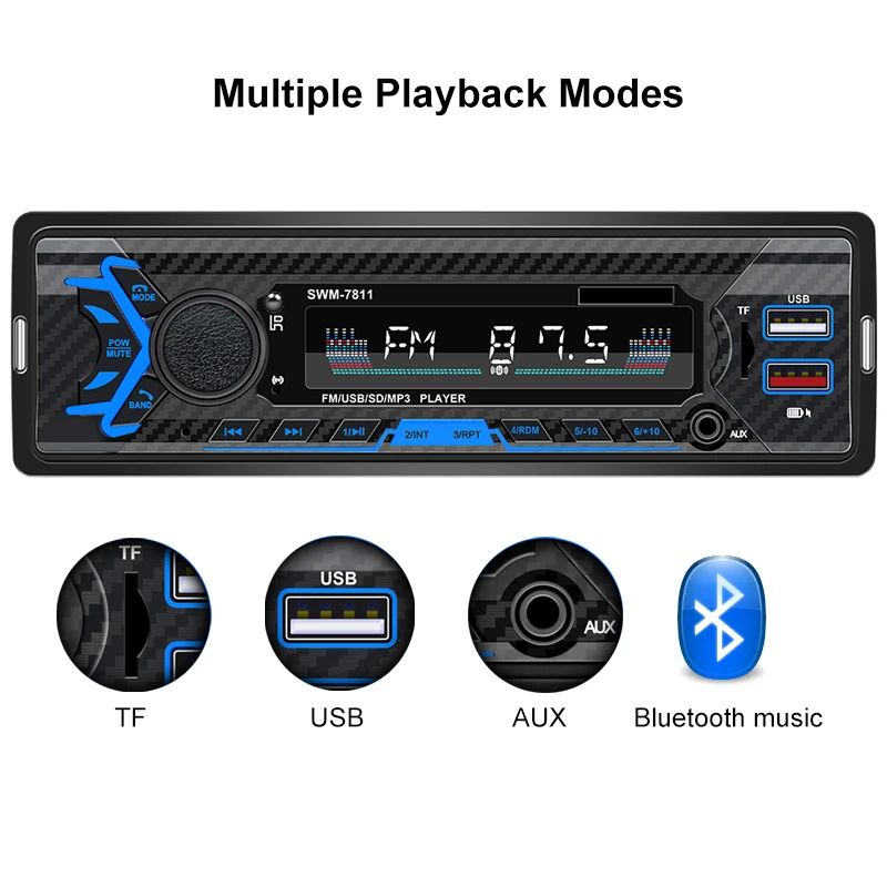 Автомагнитола 1 Din Bluetooth автомобильный стереоприемник FM MP3-плеер гарнитура A2DP TF