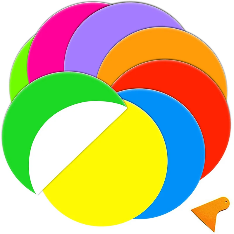 

8 Pcs Colorful Dry Erase Dots Circle Round Primary Color Removable Vinyl Dots Marker Wall Decals Sticker for School Classroom
