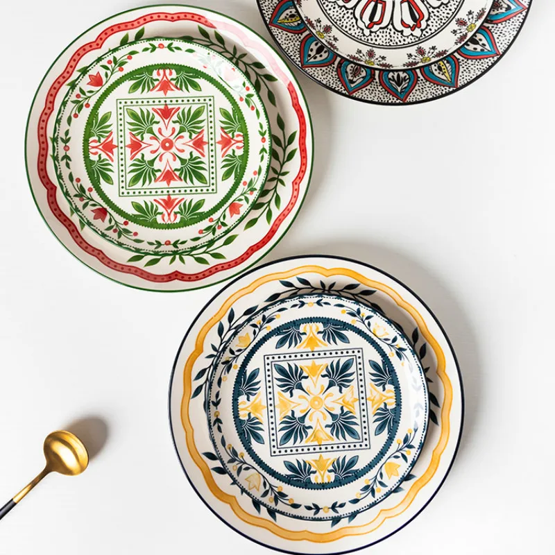 

Креативная тарелка для суши с ручной росписью, Круглая Простая тарелка для японского Западного стейка, Скандинавская керамическая тарелка,...