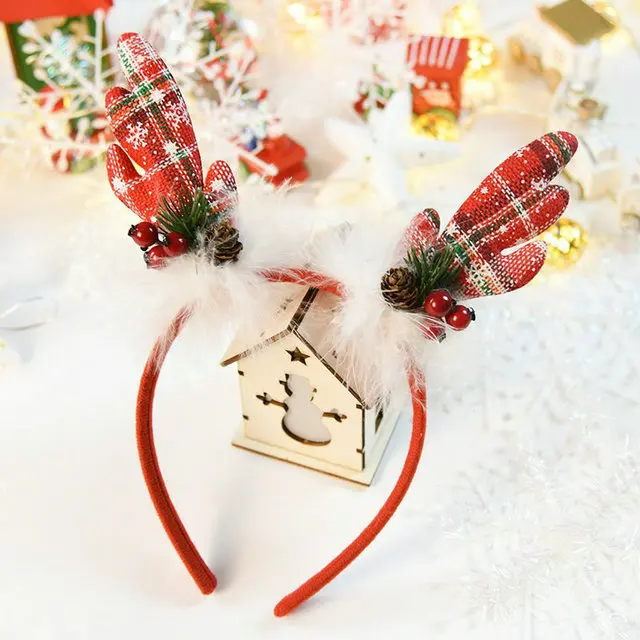 Рождественская повязка на голову для девочек детская ягоды Сосновая конусная