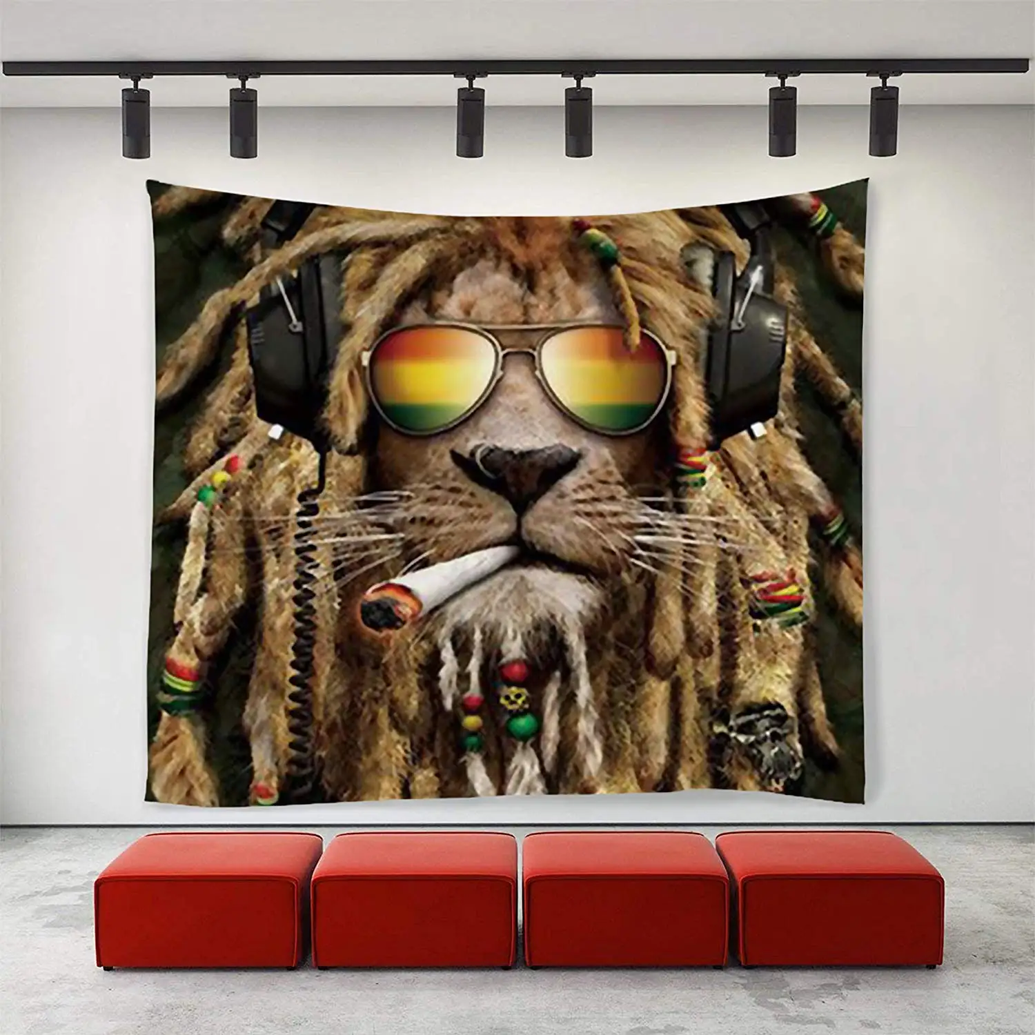 Искусство стены хиппи искусство Регги Раста Прохладный гобелены Лев настенный |