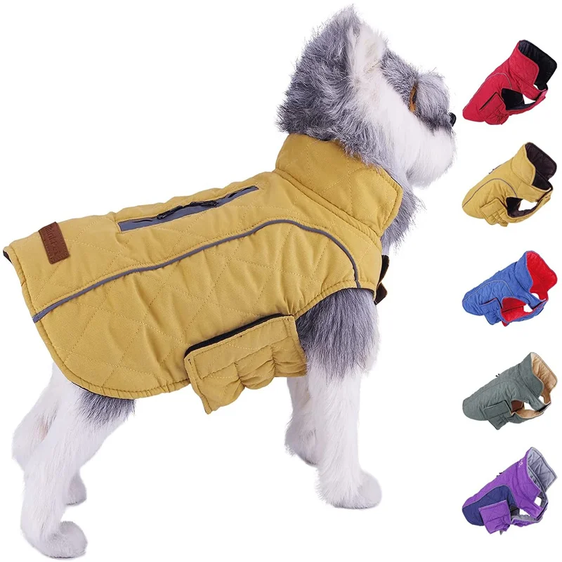 

Dog Cold Weather Coats - Cozy Waterproof Windproof Reversible Winter Dog Jacket, Thick Padded Warm Coat Reflective Vest Clothes