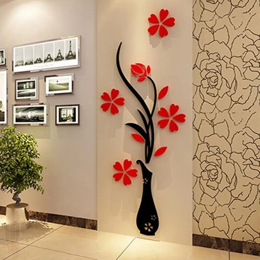 

DIY Home Room Decor 3D Vase Flower Tree Wall Sticker Removable Decal 30x80cm
