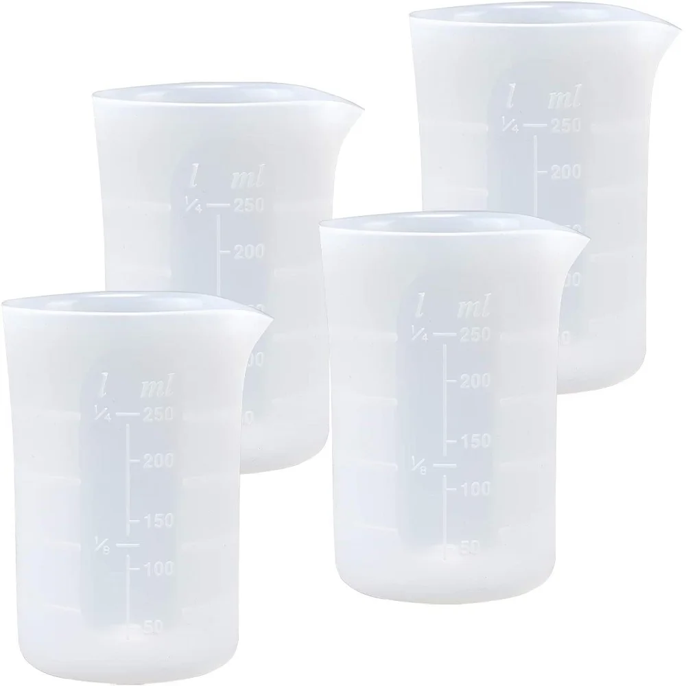 

4PCS/Set 250 ml Silicone Measuring Cup for Resin Non-stick Mixing Cups Epoxy Resin Cups