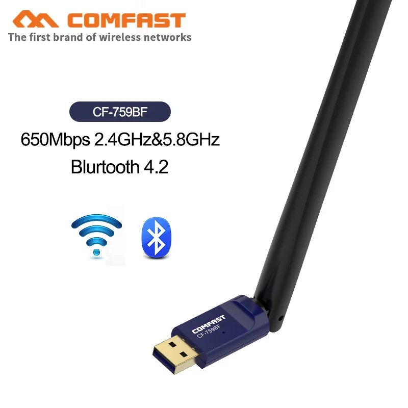 5 ГГц беспроводной usb Wifi адаптер 650 Мбит/с Двухдиапазонная Антенна Бесплатный