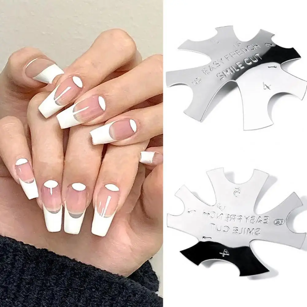 

Nail Cutter Plate Easy Paint Nail Polish Template Guide Plates French Style Stainless Steel Reusable Manicure Edge Trimmer