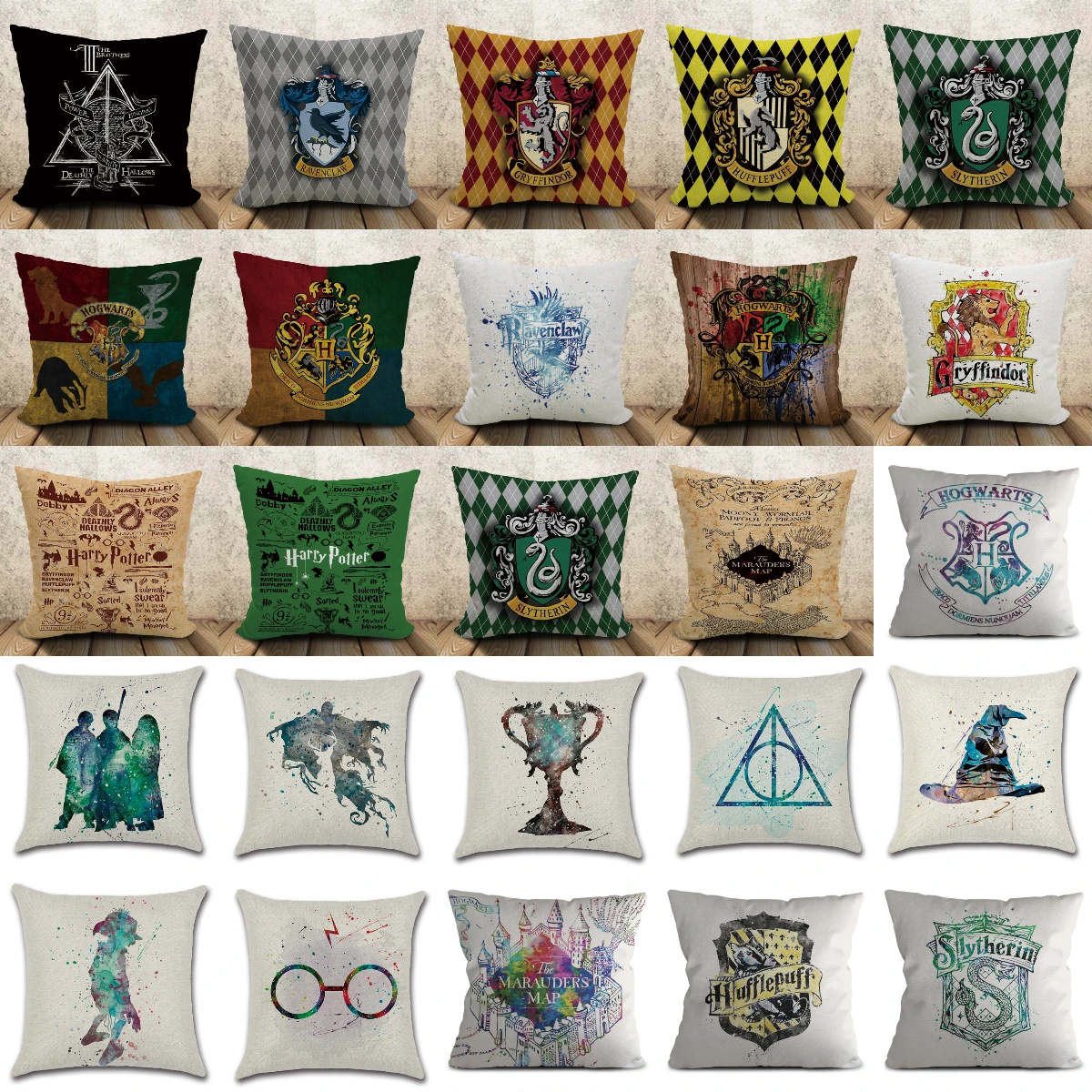 Фэнтези кино H. Коридорного тема льняная Наволочка на подушку Акварель Магия