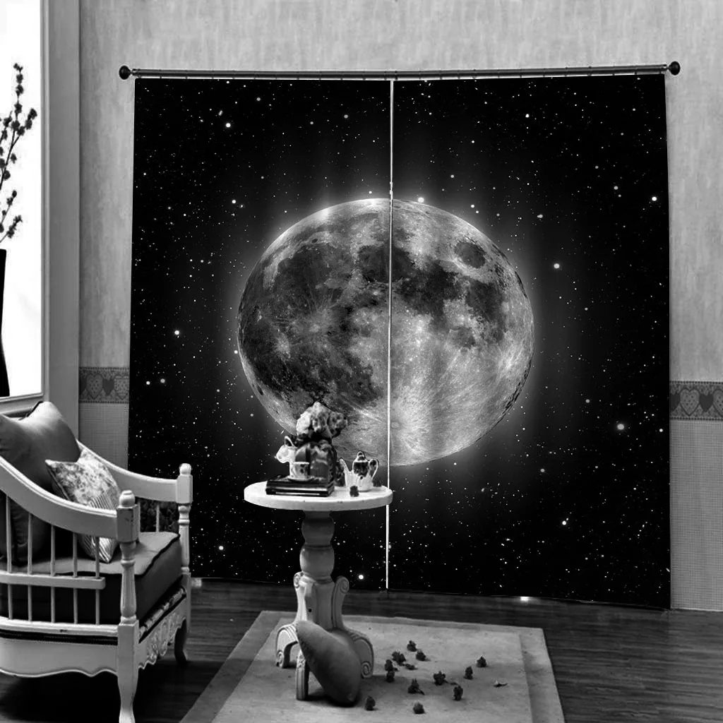 

Fashion Shower Curtain Black Earth from Space Stars in Milky Way Outer Space 3D Digital Print for living room blackout curtains