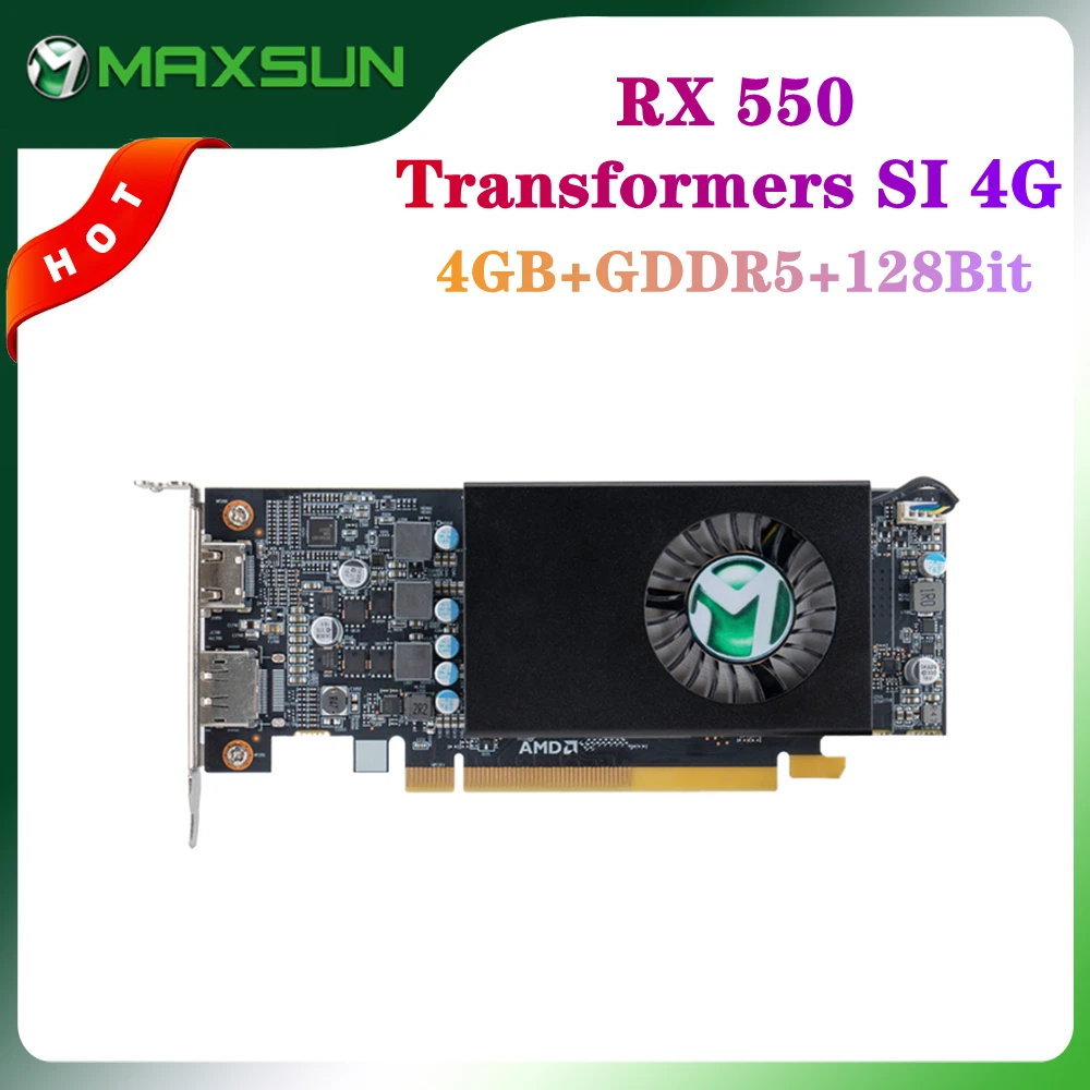 MAXSUN полностью новый AMD GPU Radeon RX 550 трансформаторы 4G GDDR5 14 нм компьютерный ПК игровой