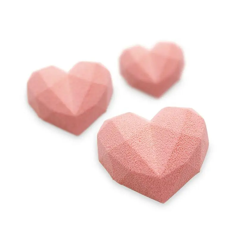 Пищевой силикон роскошный алмаз сердце десерт 3D торт формы для искусства мусс