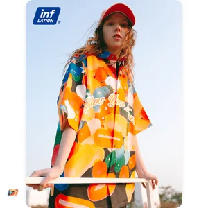 Гавайская рубашка мужская с ярким графическим рисунком, стильная пляжная сорочка с коротким рукавом для отдыха, 2237S21