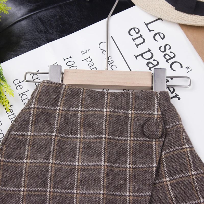 Новый зимний свитер для маленьких девочек юбки детская одежда клетчатая юбка