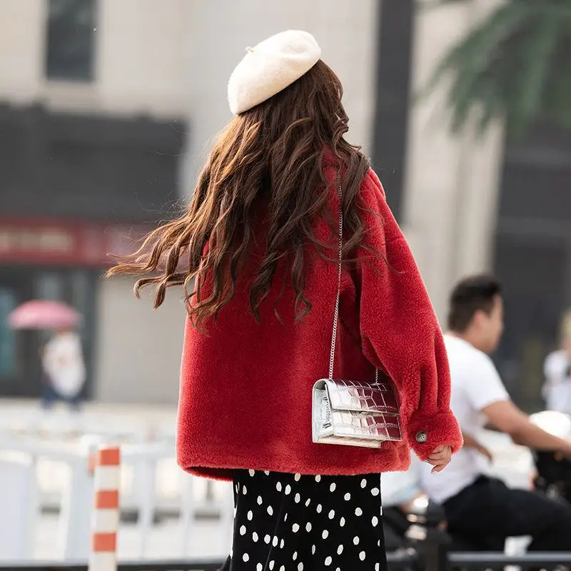 

2019 Autumn Winter New Fashion Women Real Sheep Shearing Coat Female Genuine Jacket Natural Woolen Outerwears Manteau Femme S23