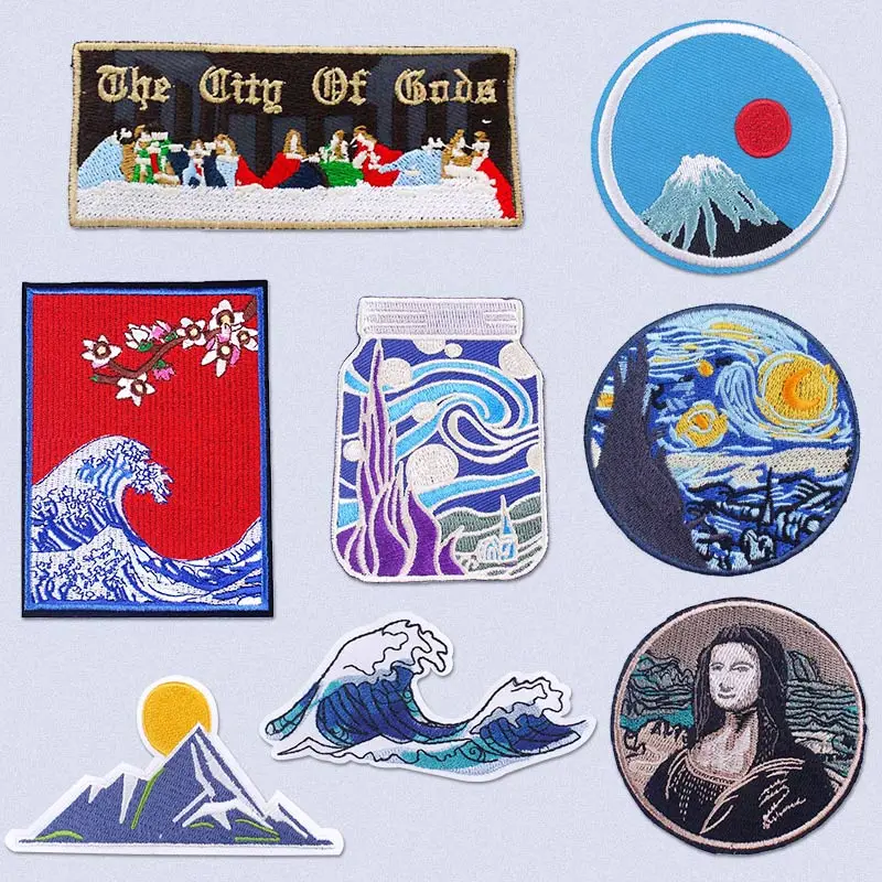 Знаменитые вышитые нашивки с рисунком для одежды наклейки Ван Гога термоклейкие