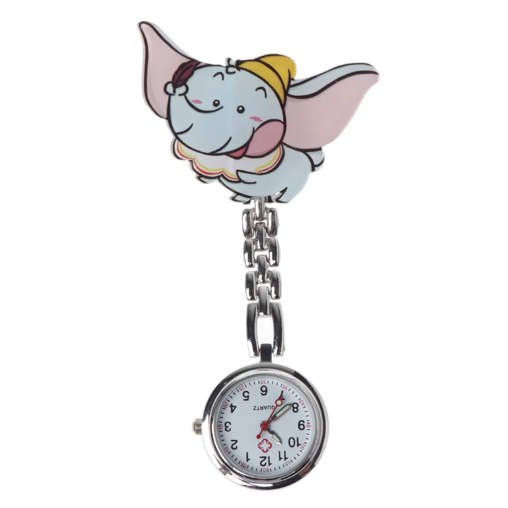 

Fashion Nurse Watch Cute Cartoon Elephant Acrylic Pocket Watches Gifts Lady Women Portable Doctor Supplies Convenient