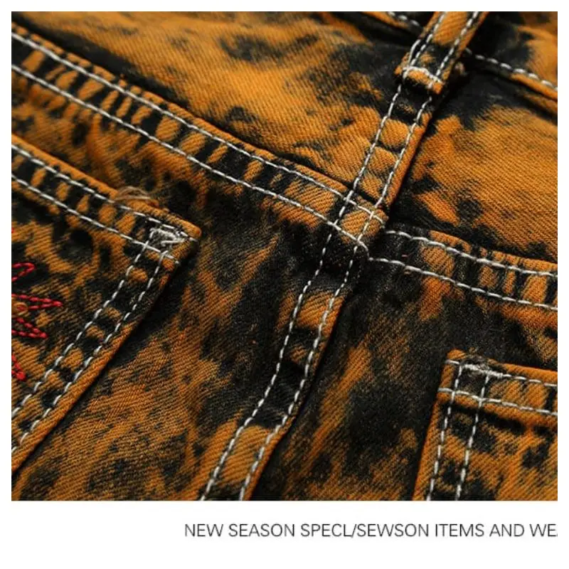 Jeans For Man Classic Vintage Ripped Jeans Hip Hop Pants Slim Streetwear Destroyed Print Hole Casual Male Trousers Plus Size