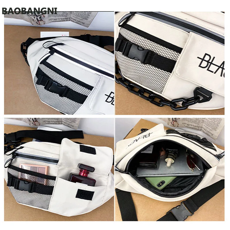 Large Capacity Waist Bag Canvas Fanny Pack For Men Unisex Belt Bag Multi-Functional Chest Bags Hip Hop Tooling Waist Pack