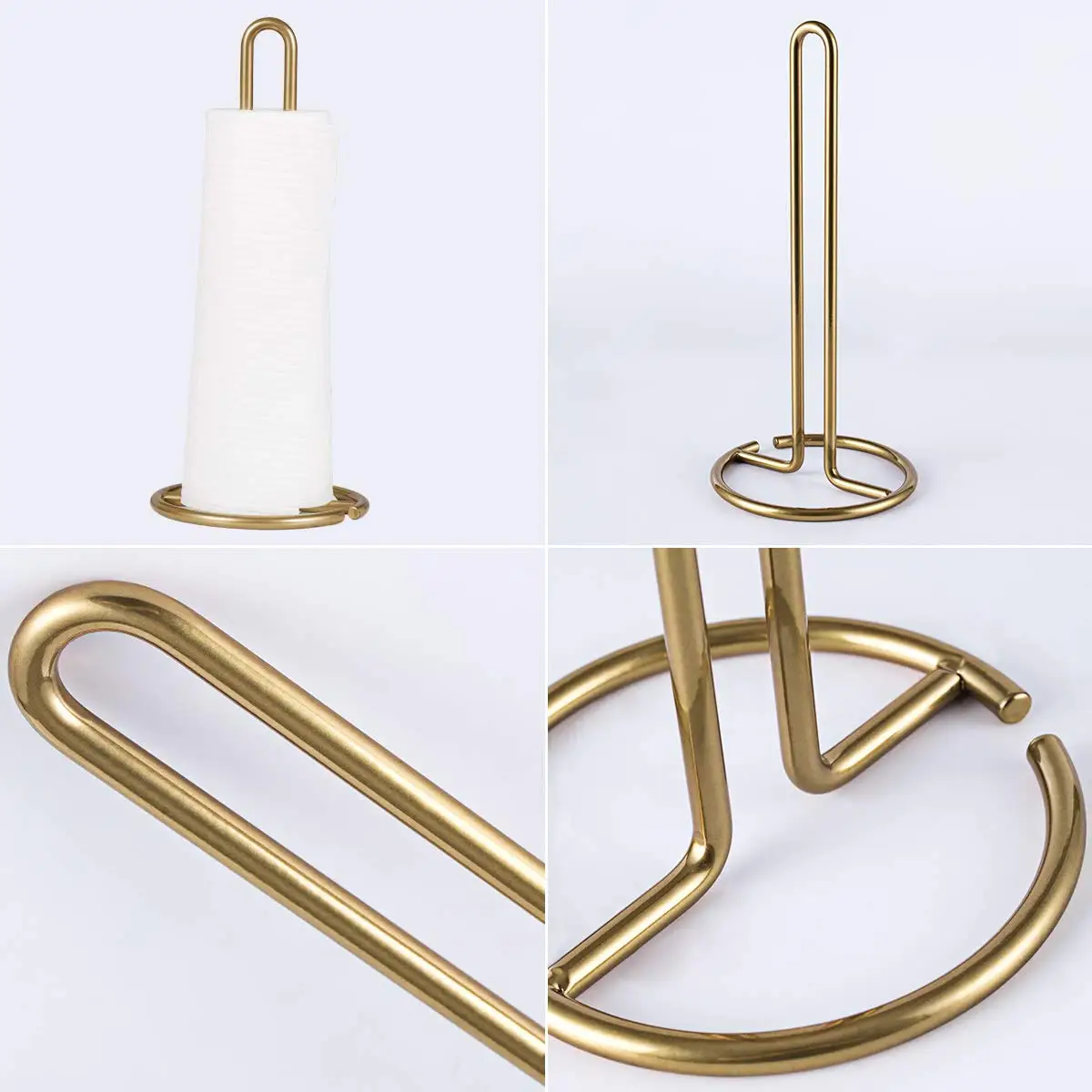 

Luxury Paper Towel Holder Countertop Golden Metal Stand Tear Roll Holder Kitchen Storage Copper Roll Paper Holder Dropshipping