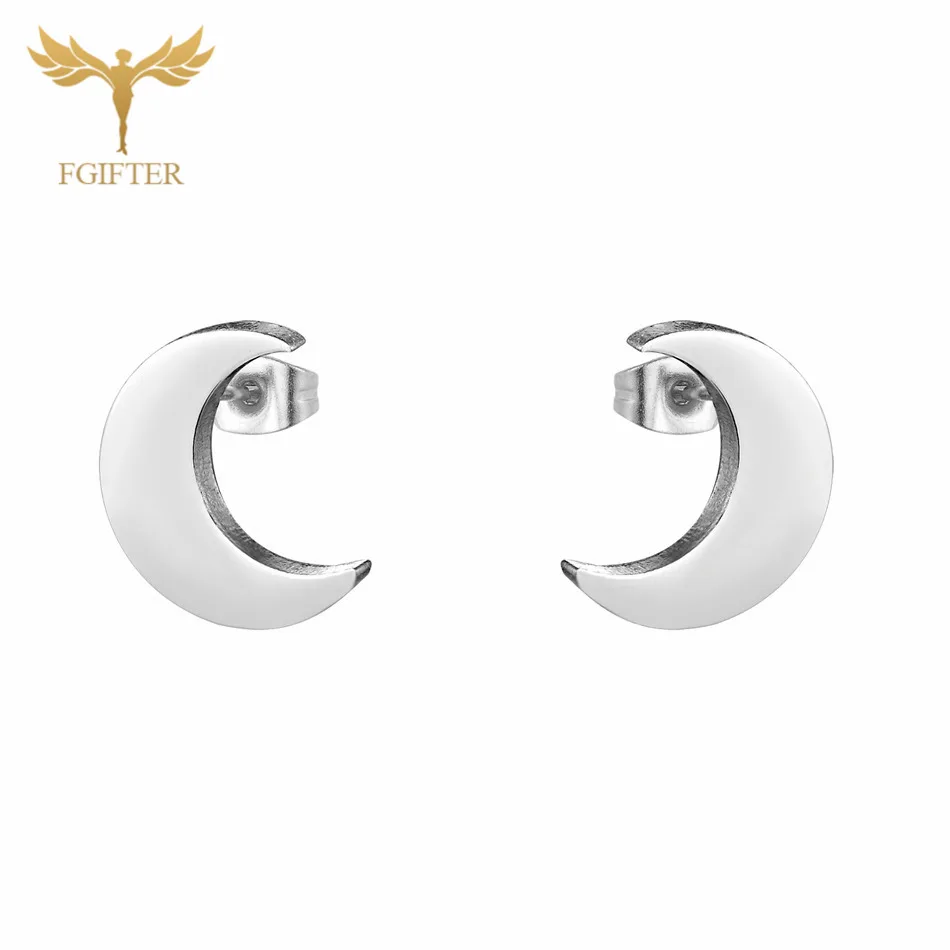 moon earrings 12pairs/lot Wholesale Star Earrings Set Man Woman Girl Stud Earring Gold Stainless Steel Jewelry Fashion Jewellery - Окраска металла: moon earrings