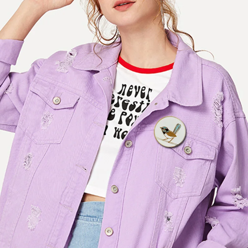 Превосходная эмалированная брошь Fairywren редкая из Австралии в виде птицы дикой