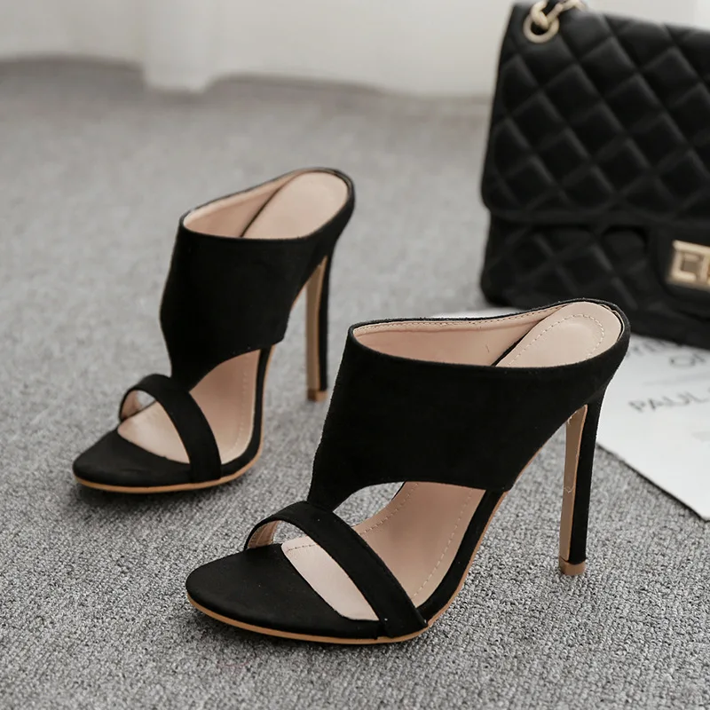 

Shoes Woman 2021 Fretwork Heels Slippers Soft Pantofle Flock Luxury Slides Heeled Mules Rubber Flip Flops Comfort New Summer Fla