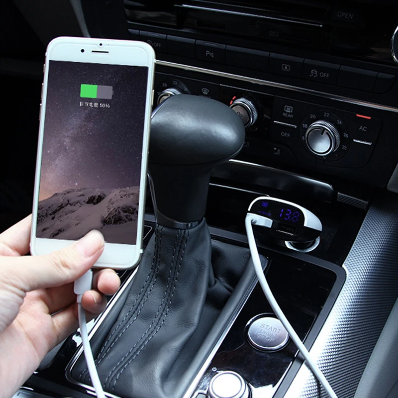 FERISING LED QC3.0 Car Charger Digital Display Dual Car-charger USB Port for iPhone/Samsung/Xiaomi Phone Charging Adapter | Мобильные