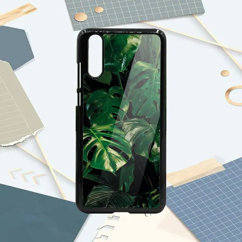 

Green Big Leaf pattern Phone Case PC For Samsung galaxy S note 8 9 20 10 e lite2019 plus pro ultra