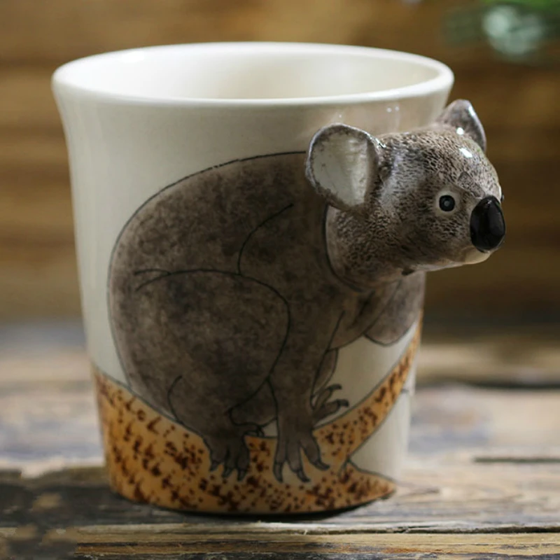 

Creative animal ceramic mug Hand drawn koala cartoon gift cup Personal coffee mug cups and mugs cute mugs