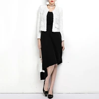 elegant fashion women floral lace long sleeve front open slim short cardigan suit coat jackets for office party