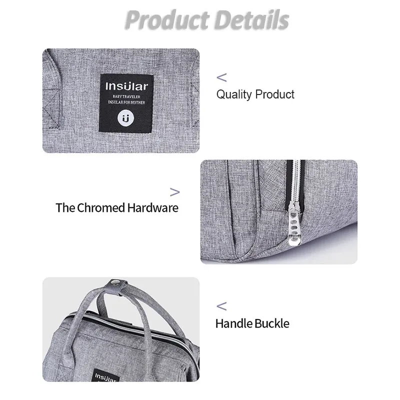 

Diaper Bags with Stroller Straps Nappy Backpack Bag Mummy Large Capacity Bag Mom Baby Multi-function Waterproof Outdoor Travel