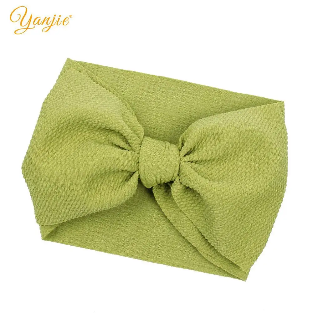 avocado green 7 дюймов Большой узел бант повязка на голову для девочек зимняя мода большие заколки для волос эластичные волосы группы детей цельный Тюрбан повязка на голову аксессуары для волос - Цвет: avocado green
