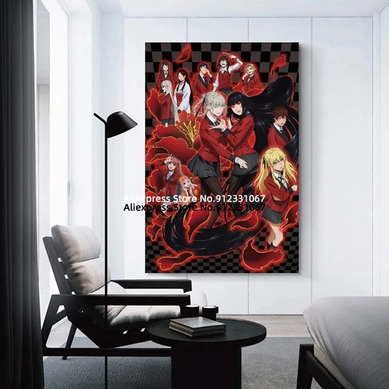 Картина на холсте по аниме "Kakegurui" для декора спальни.