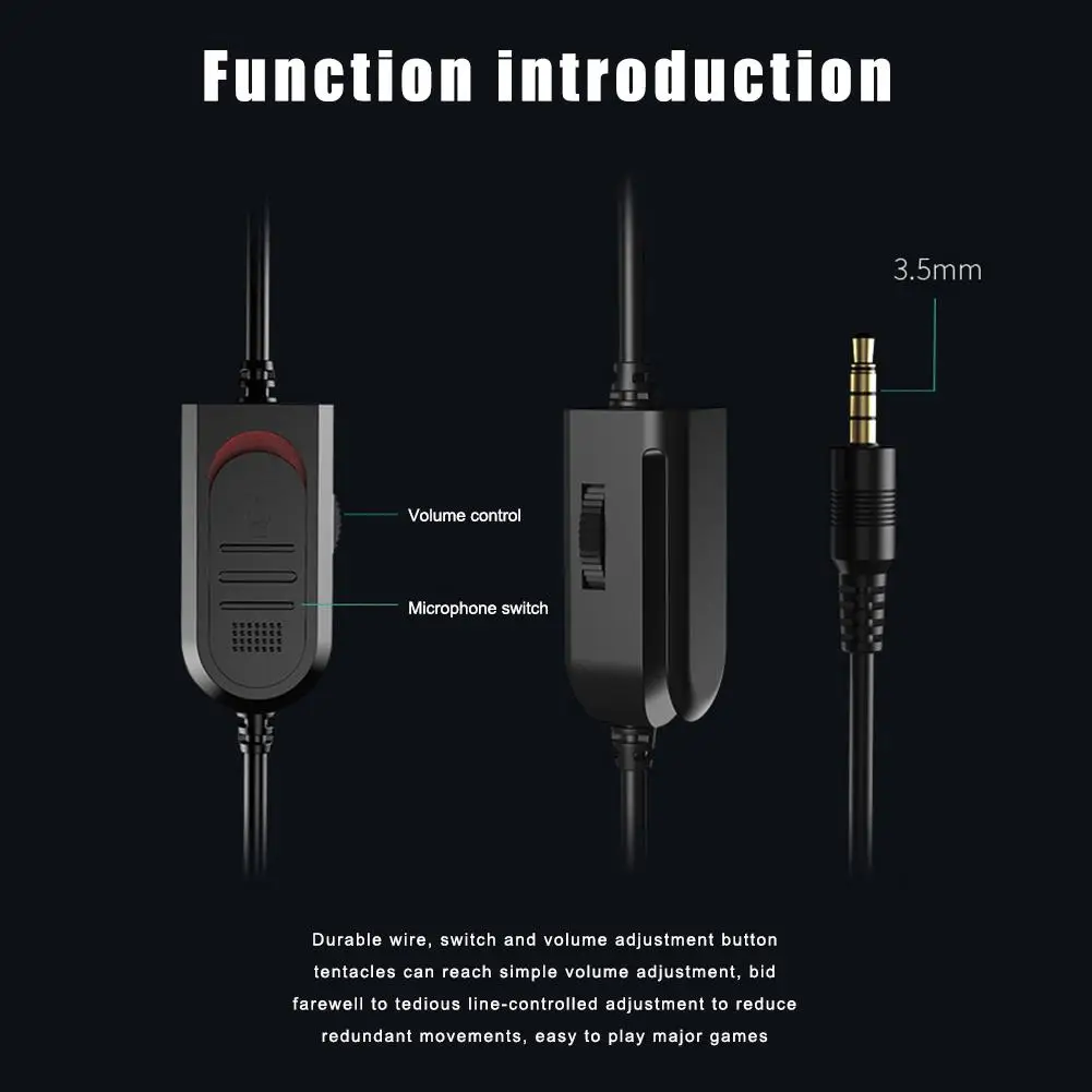 

Gaming Headphones Wired Game Headset Noise Canceling Earphone with Microphone Volume Control for PC Laptop Smart Phone