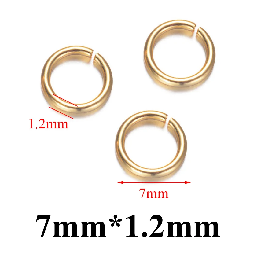 1.2mmx7mm Высококачественные золотые кольца из нержавеющей стали для изготовления ювелирных изделий, фурнитура и ожерелье, серьги - Цвет: 1.2mmx7mm
