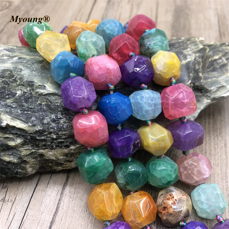 

Faceted Stone Mixed Colors Agates Cutting Nugget Beads For DIY Jewelry Making 2Strands/Lot MY210520