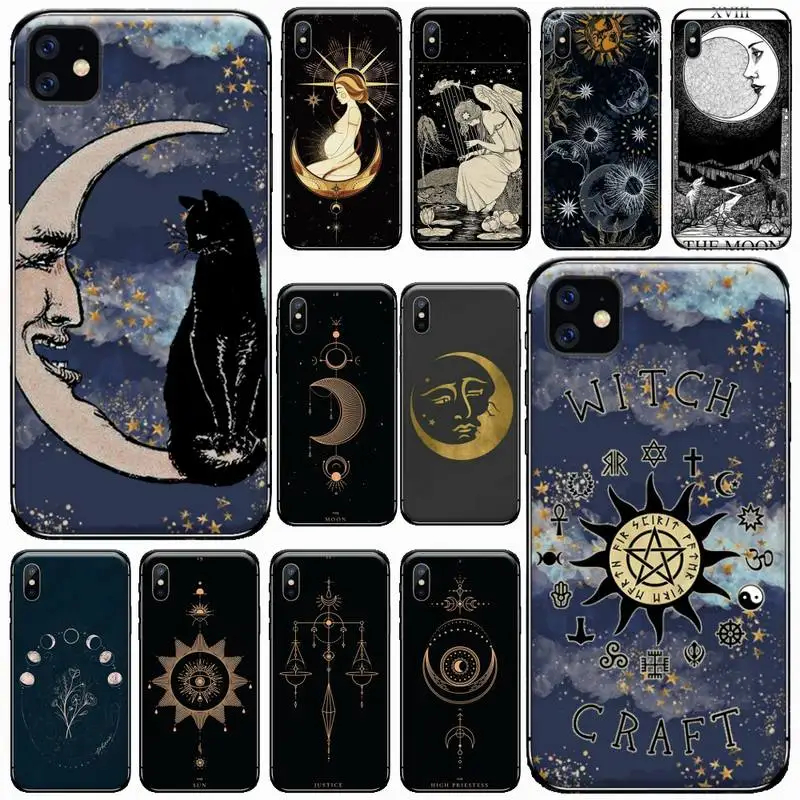 

Witches moon Tarot Mystery totem Phone Case For iphone 7 8 12 11 XR XS pro Max Mini plus Soft silicone cover shell funda